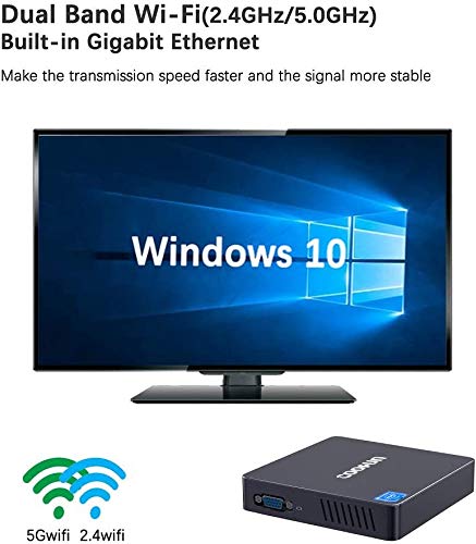 Fanless Mini PC 4GB LPDDR4/ 64GB eMMC Windows 10 Pro Quad Core Intel Celeron N3450 Processor HDMI/VGA Port 2242 SSD BT 4.2,3X USB 3.0,Auto Power on,Linux