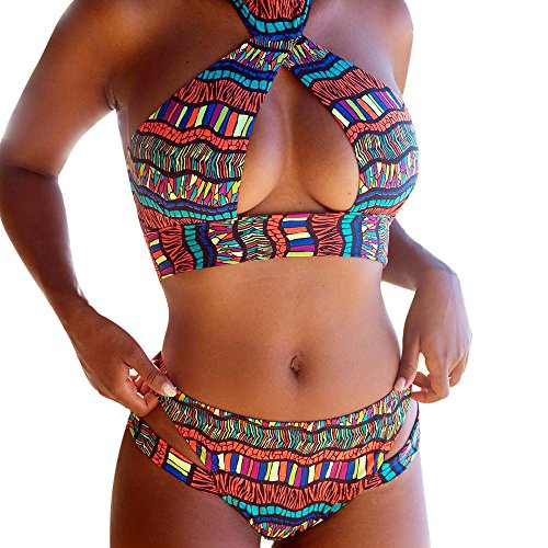 Fannyfuny_Bikinis Mujer Conjunto de Bikinis Push Up Bañadores Mujer Bikini de Punto Playa Tankinis Mujer con Impresión Bohemio BañAdores con Relleno Trajes de BañO Dividido BañAdores