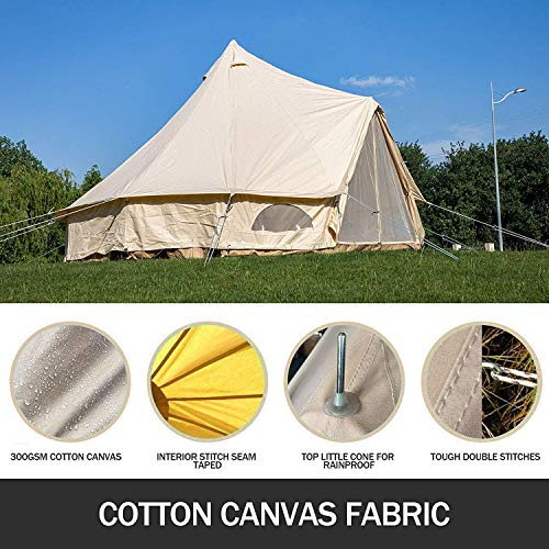 FANQIE Campana de toldo de Lona de algodón con Estufa Agujero Tiendas de Lona Yurt Carpa para Camping 4-Season Tienda Impermeable Campana de Familia Camping al Aire Libre Caza,A-400cm