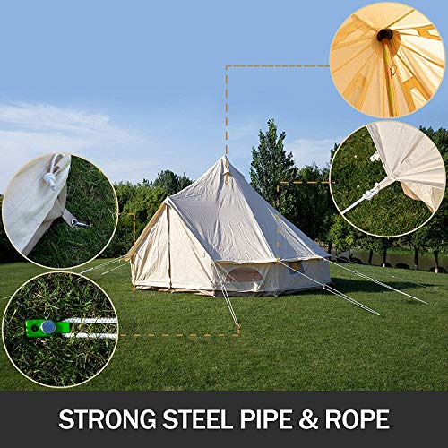 FANQIE Campana de toldo de Lona de algodón con Estufa Agujero Tiendas de Lona Yurt Carpa para Camping 4-Season Tienda Impermeable Campana de Familia Camping al Aire Libre Caza,A-400cm