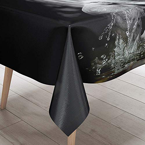 Fansu Manteles de Mesa Rectangular para Decorar, Impermeable Antimanchas Comedor Cuadrada Bosque Tigre de Impresión Manteles para Cocina/Cena/Picnic Decoración (Negro Clásico,140x140cm)