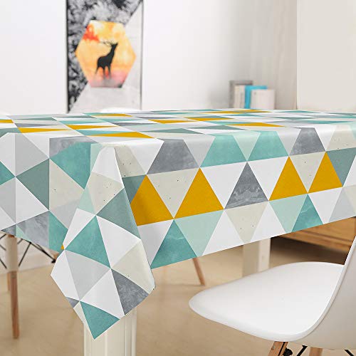 Fansu Manteles de Mesa Rectangular para Decorar, Impermeable Antimanchas Comedor Cuadrada Geometría de Impresión Manteles para Cocina/Cena/Picnic Decoración (140x180cm,Blanco Nórdico)