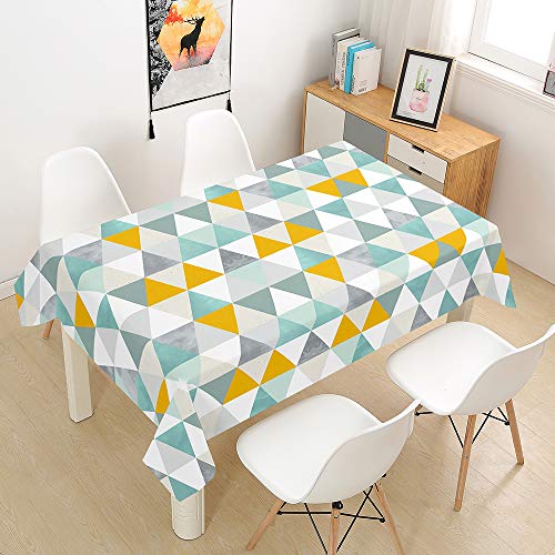 Fansu Manteles de Mesa Rectangular para Decorar, Impermeable Antimanchas Comedor Cuadrada Geometría de Impresión Manteles para Cocina/Cena/Picnic Decoración (140x180cm,Blanco Nórdico)