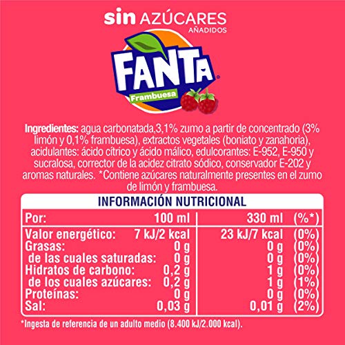 Fanta Sin Azúcar Frambuesa 330 ml