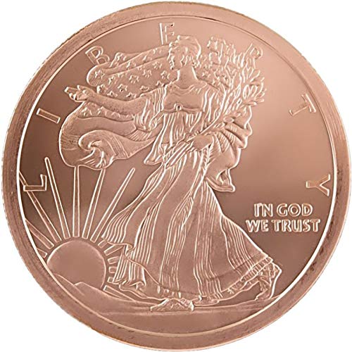 Fantástica gran moneda (Ø: 64mm) de cobre puro de aprox. 5 onzas (=145 a 155 gramos), con grandes símbolos norteamericanos bellamente acuñados