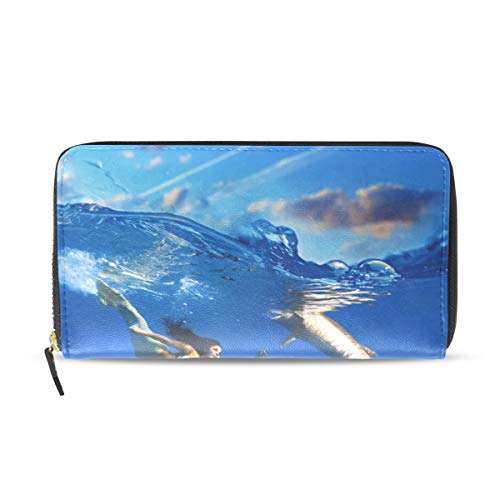 FANTAZIO Cartera Tipo Cartera con diseño de Delfines y pez, para Colocar Debajo del Agua, con diseño de Escena de Coral