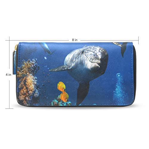 FANTAZIO Cartera Tipo Cartera con diseño de Delfines y pez, para Colocar Debajo del Agua, con diseño de Escena de Coral