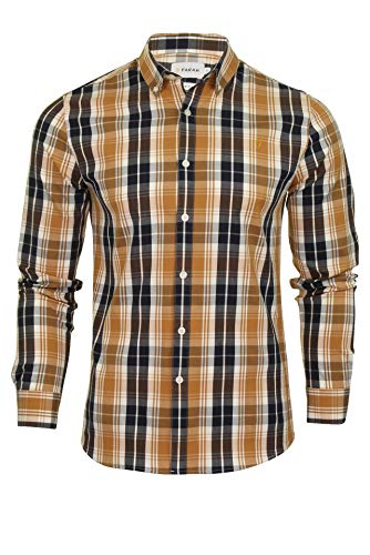 Farah Brewer Blackwatch Check - Camisa para hombre Dorado dorado S