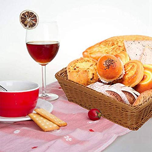 Fauge - Cesta rectangular para mesa o mostrador para pan, frutas y verduras, cestas de mimbre para mercados, panadería