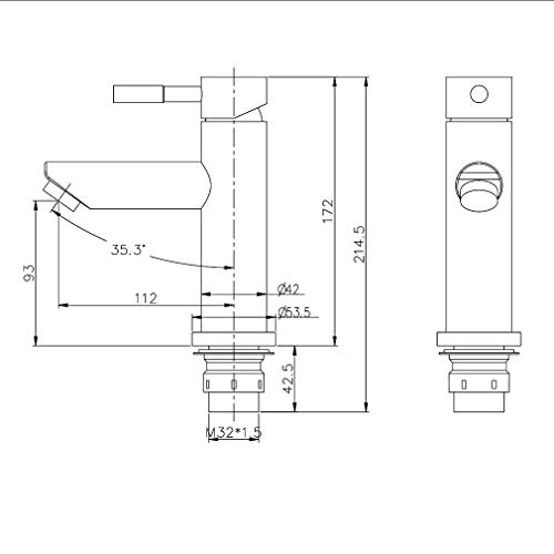 Faulkatze Grifo monomando para lavabo Grifo de Lavabo Grifo para Lavabo de Acero Inoxidable Monomando Lavabo Grifo Mezclador Para Baño, Mate