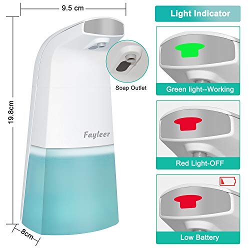 fayleer Dispensador Jabón Automático 310ml Dispensador de Jabón Dosificador Jabón Espuma Automático con Sensor Infrarrojo Sin Contacto para Baño Cocina Aseo Oficina Hotel