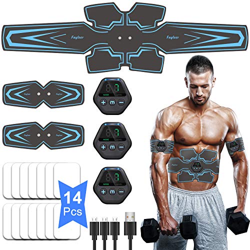 fayleer Electroestimulador Muscular Abdominales, EMS Estimulación Muscular Masajeador Eléctrico Cinturón con Pantalla LCD, USB Recargable, para Abdomen/Cintura/Pierna/Brazo