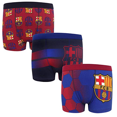 FC Barcelona - Pack de 3 calzoncillos oficiales de estilo bóxer - Para niños - Con el escudo del club - Multicolor - 9-10 años