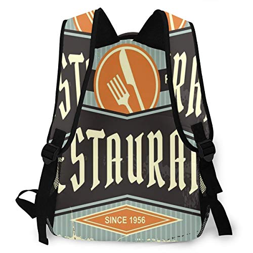 FDFCSD Mochilas Escolares, Bar Restaurante Signo Cuchillo Mochila Hombre Mujer Casual Mochila para Portatil 14 Pulgadas Mochila Universidad Resistente Mochila Instituto