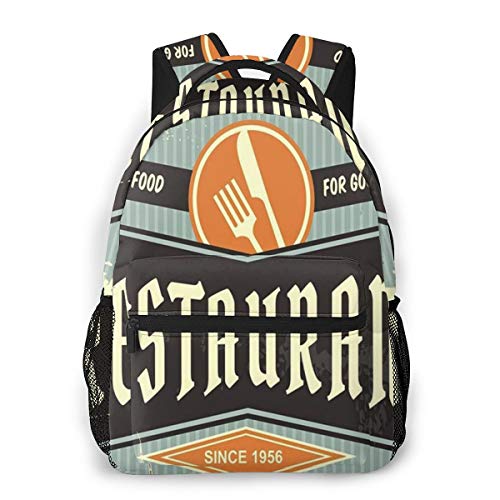 FDFCSD Mochilas Escolares, Bar Restaurante Signo Cuchillo Mochila Hombre Mujer Casual Mochila para Portatil 14 Pulgadas Mochila Universidad Resistente Mochila Instituto