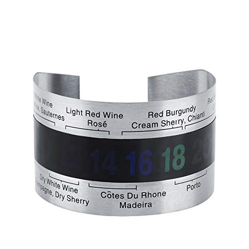 Fdit Acero Inoxidable Vino LCD Termómetro Botella Cerveza Rojo Vinos Pulsera Sensor de Temperatura