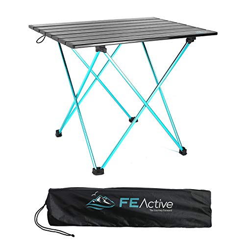 FE Actice Mesa Plegable Compacta - En Aluminio, Diseñada como una Mesa de Camping Portátil Ultraligera para Playa, Senderismo, Camping, Deportes, Pesca, Mueble de jardín | Diseñada en California