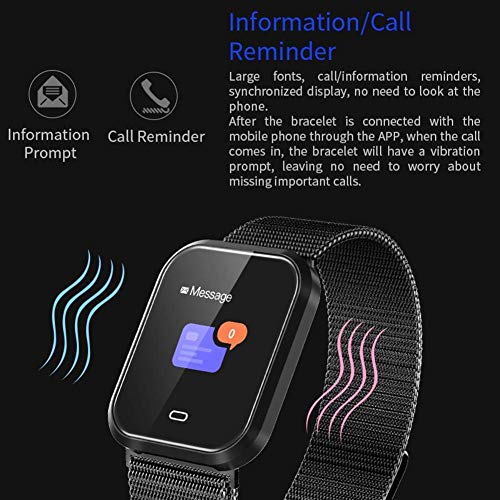 Febelle Reloj Inteligente Pulsera IP67 Impermeable Gimnasio Presión Arterial Oxígeno Ritmo Cardíaco Deportes Rastreador Compatible Android iOS Estilo de Acero Dorado