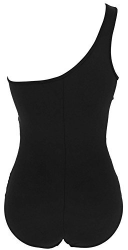 FeelinGirl Mujer Monokini con Uno/Dos Tirantes Traje de Baño de Una Pieza Talla Grande Un Tirante-Negro L/Talla 44