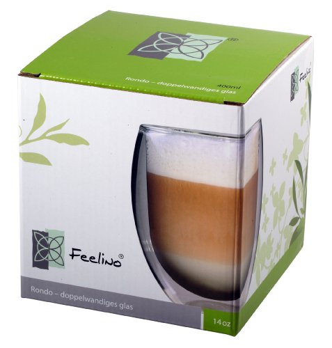 Feelino Rondo - Vaso de pared doble (tamaño XXL, 400 ml, vidrio térmico, efecto flotante)Producto de calidad ideal para bares, cafeterías, heladerías, oficina.