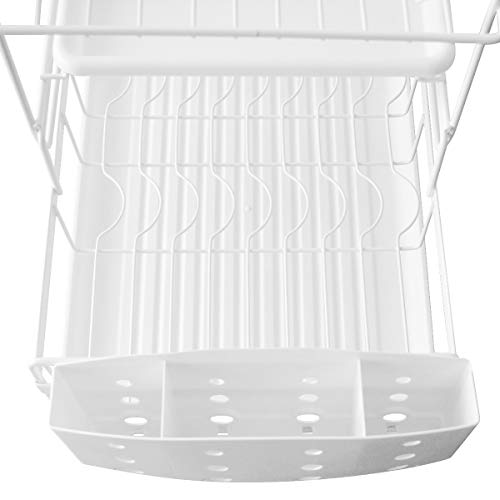 Feibrand Escurridor de Platos Escurreplatos de Cocina 2 Niveles Plastico Bandeja Soporte Platos Tazas Blanco