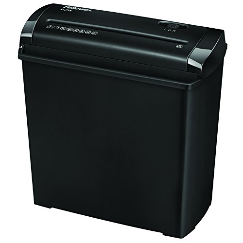 Fellowes P-25S - Destructora trituradora de papel, corte en tiras, destruye hasta 5 hojas, uso personal, color negro