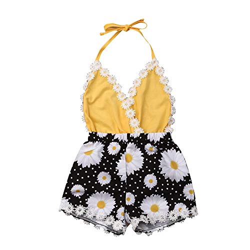 FELZ Ropa Bebe Niña Verano 2019 Ropa Bebe Recien Nacido Verano 3 Meses a 4 Años - 3PC/Conjunto - Amarillo Camiseta Mangas Cortos+ Pantalones/Falda + Banda de Pelo Original Fiesta Bebe Reborn niña