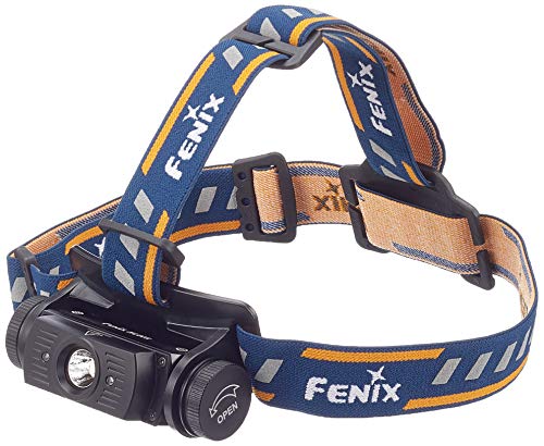 Fenix  HL60R, Lámpara recargable de cabeza, color negro con azul y naranja