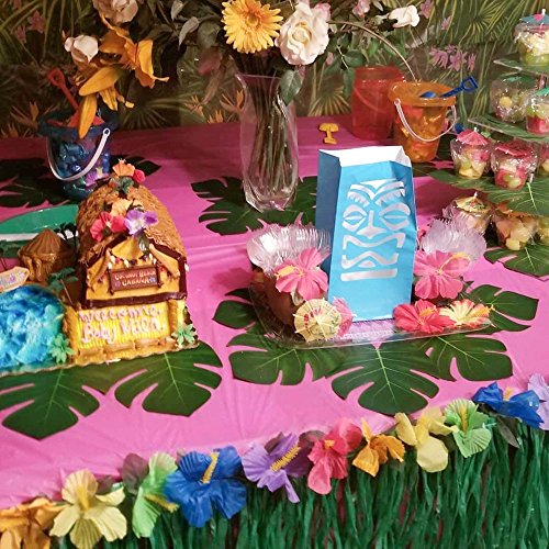 FEPITO 184 PCS Decoraciones Fiesta Tropical Hawaiana Incluye Hojas Palmera, Flores Hibisco, Selecciones Paraguas Bebida, Pajitas Frutas Coloridas y Cupcake Toppers para Luau Party Decorations
