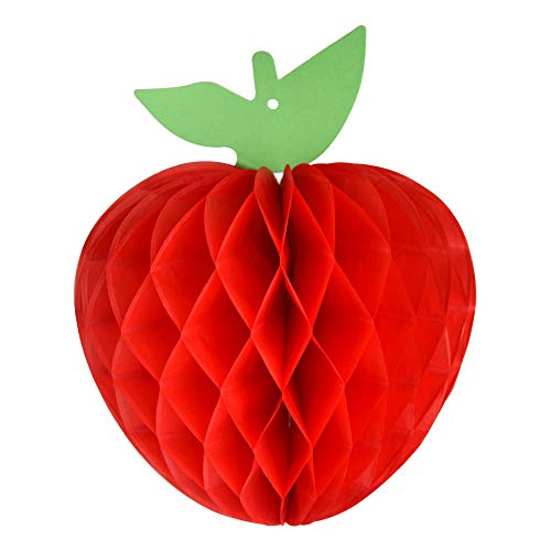 FEPITO pulgadas de tejido de manzana Panal colgando Papel rojo Decoraciones de manzana Decoración de frutas para el regreso a la escuela, Baby Shower (Red, 10Pcs)