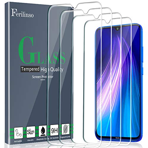 Ferilinso Cristal Templado para Xiaomi Mi 9 Lite, Redmi Note 8, Redmi 7, Redmi S3 Protector de Pantalla,[4 Pack] Protector de Pantalla Screen Protector