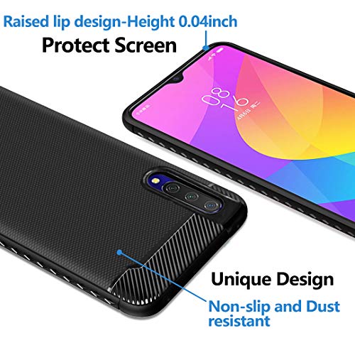 Ferilinso Funda para Xiaomi Mi 9 Lite, Funda Protectora a Prueba de choques Flexible diseño de Fibra de Carbono Cubierta para Funda Xiaomi Mi 9 Lite (Negro)