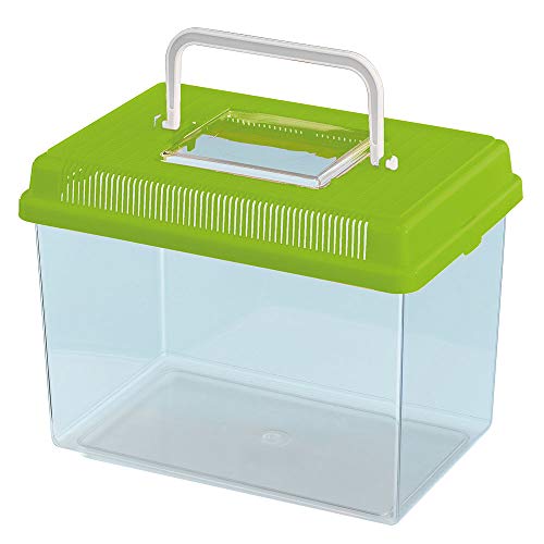 Ferplast Acuario de plástico para Peces Geo Medium Tanque de 2,5 L, Acuario terrario Insectos y Tortugas, Plástico, Rejillas de ventilación, Asa para el Transporte, 23,2 x 15,3 x h 16,6 cm Verde