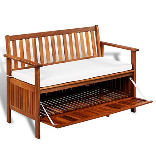 Festnight Banco Arcón Exterior Garden Bench Banco de Almacenaje Madera Maciza Acacia 120x63x84 cm