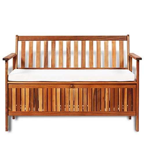 Festnight Banco Arcón Exterior Garden Bench Banco de Almacenaje Madera Maciza Acacia 120x63x84 cm