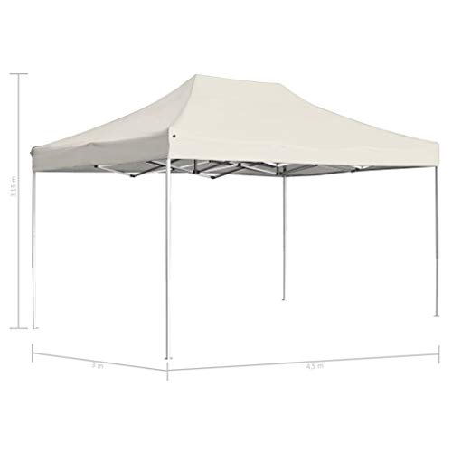 Festnight Cenador para Patio Carpa para Fiestas Carpa Plegable Profesional de Aluminio Crema 4,5x3 m