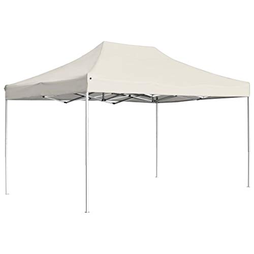 Festnight Cenador para Patio Carpa para Fiestas Carpa Plegable Profesional de Aluminio Crema 4,5x3 m