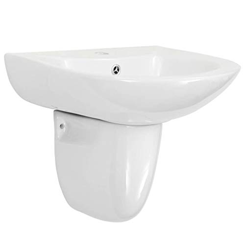 Festnight Lavabo Pequeño de Pared Compacto Mini Lavamanos Cerámico Blanco 520 x 450 x 190 mm