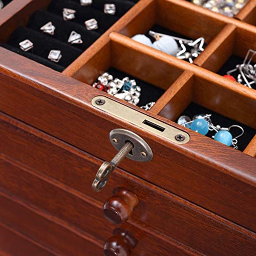 ffshop Botes herméticos Caja de joyería de Estilo Chino de Madera Pulsera Collar Pendientes Anillo Caja de Almacenamiento Botes de Vidrio