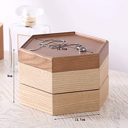 ffshop Botes herméticos Caja de joyería Simple de Madera Caja de joyería de múltiples Capas de Gran Capacidad Pulsera Collar Anillo Caja de Almacenamiento Botes de Vidrio