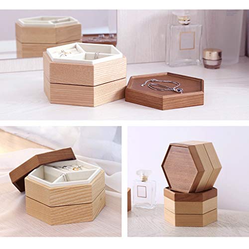 ffshop Botes herméticos Caja de joyería Simple de Madera Caja de joyería de múltiples Capas de Gran Capacidad Pulsera Collar Anillo Caja de Almacenamiento Botes de Vidrio