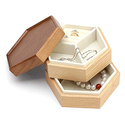 ffshop Botes herméticos Caja de joyería Simple de Madera Caja de joyería de múltiples Capas de Gran Capacidad Pulsera Collar Anillo Caja de Almacenamiento Botes de Vidrio