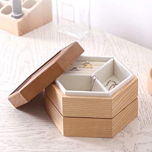 ffshop Botes herméticos Caja de joyería Simple de Madera Caja de joyería de múltiples Capas de Gran Capacidad Pulsera Collar Anillo Caja de Almacenamiento Botes de Vidrio