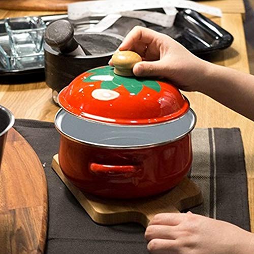 FGHSD  18cm 1.5L Tomate Sopa de esmalte Olla Mini cacerola Leche Fideos de huevo Sartén para cocina de inducción Cocina de gas   Rojo