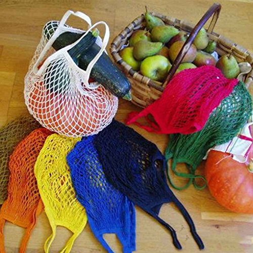 fgyhtyjuu Bolso de algodón Reutilizable al Aire Libre de Frutas Neto de Bolsillo de Gran Capacidad de Compras Bolsa de Red portátil