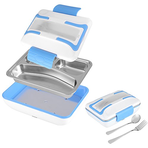 Fiambrera eléctrica desmontable, Calentador de Comida Electrico Caja de Almuerzo Eléctrica del acero inoxidable 12V para el uso del coche(Blue)