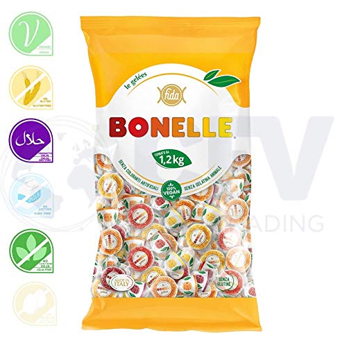 Fida Bonelle Gominola Natural- Fruta Italiana, Sabores Surtidos, Bolsa De 1,2 Kilos