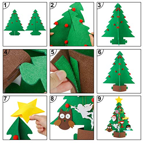 Fieltro Árbol de Navidad, Árbol de Navidad artificial 3D Fieltro DIY Árbol de Navidad de fieltro para niños