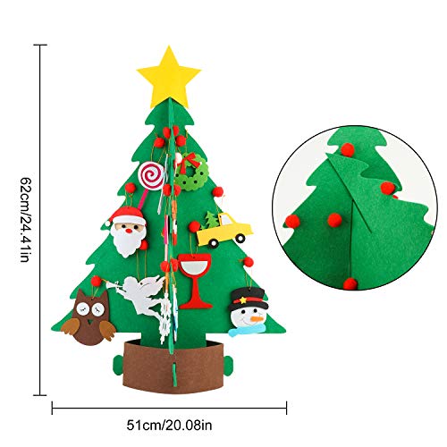 Fieltro Árbol de Navidad, Árbol de Navidad artificial 3D Fieltro DIY Árbol de Navidad de fieltro para niños