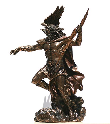 Figura decorativa con acabado de bronce, diseño de Dios Zeus Júpiter